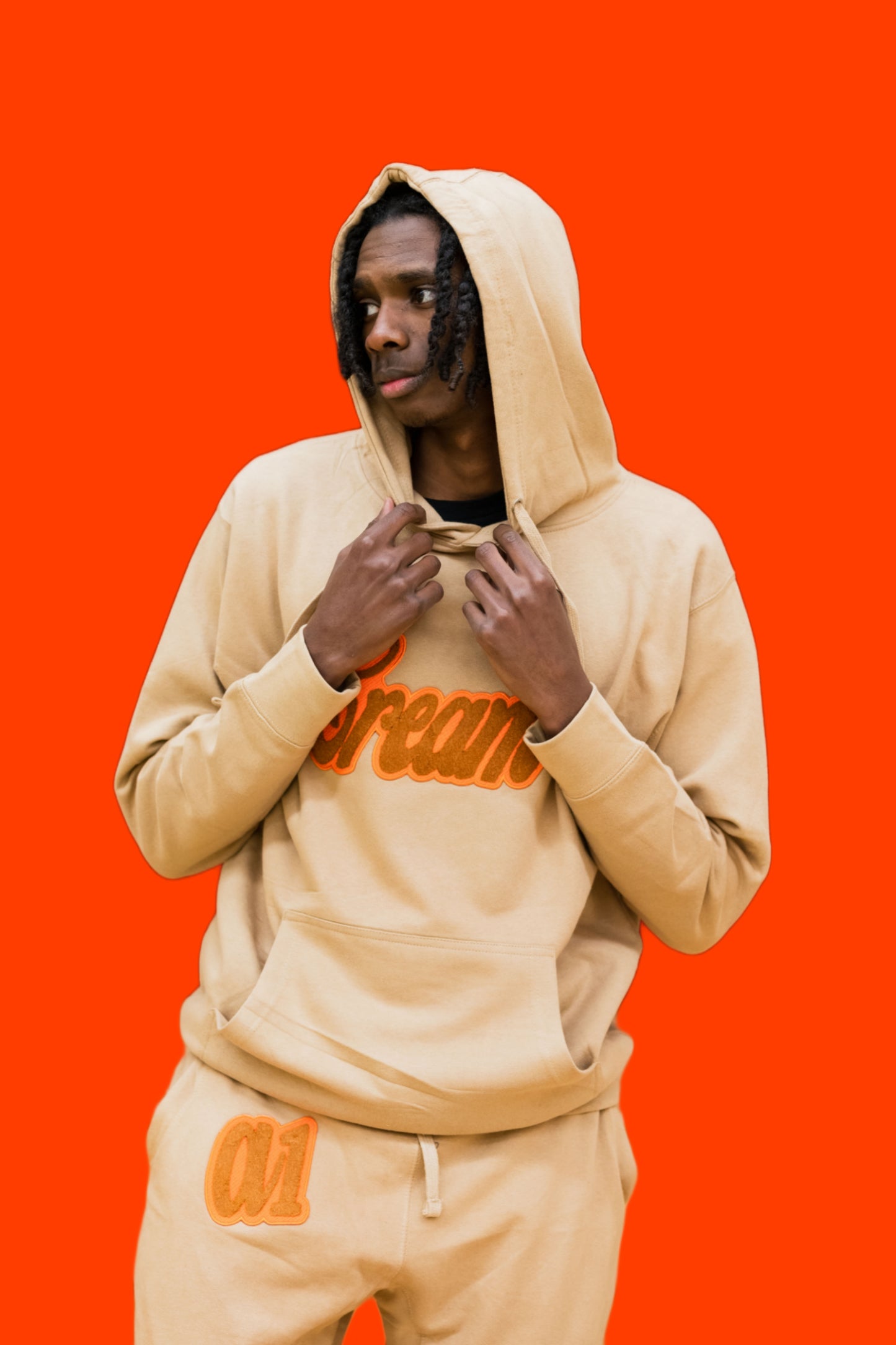 Cream Sweatsuit Top and Bottpm