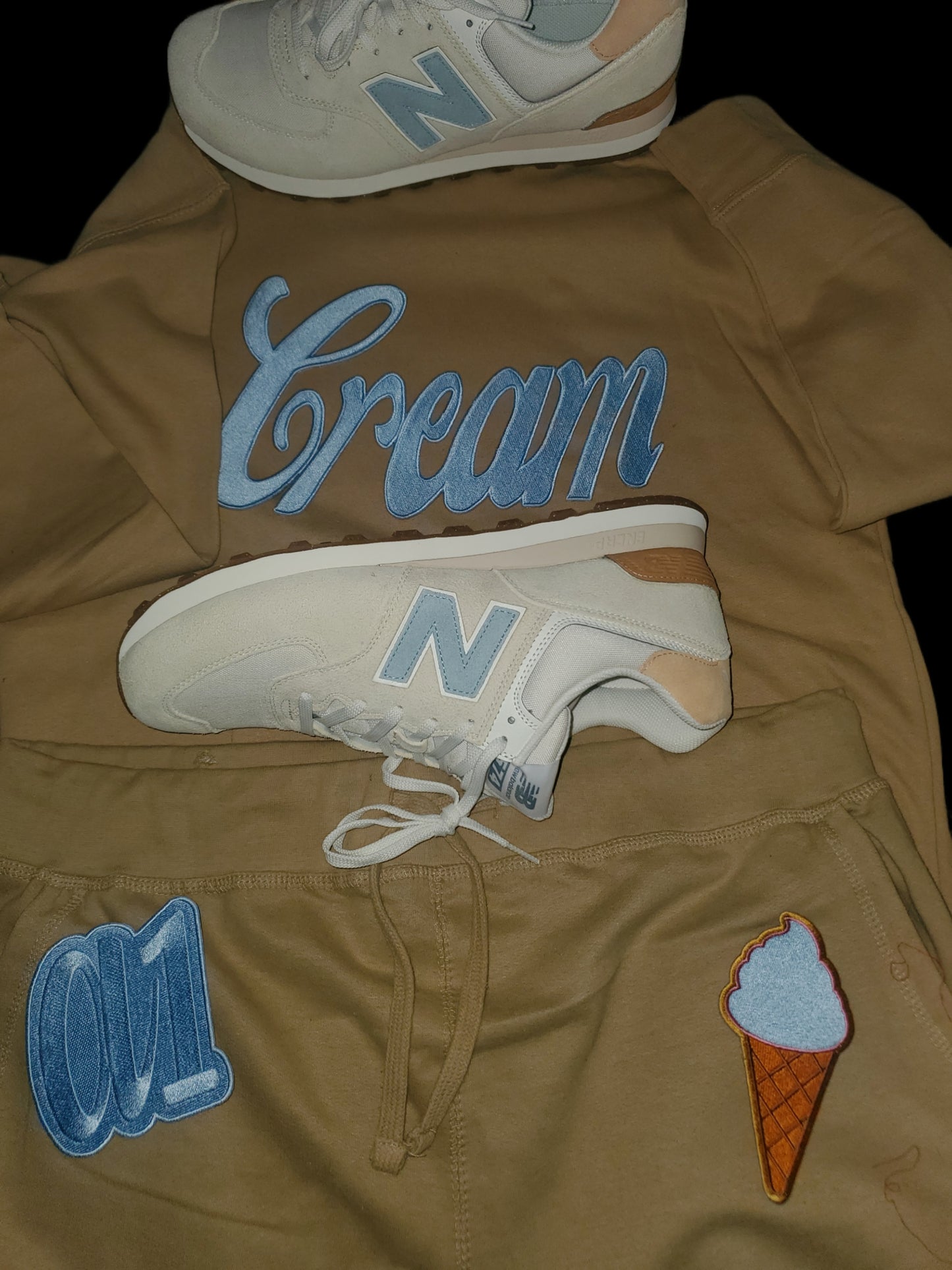 Buid Your Own CREAM Sweatsuit with Colorway Chenille Patches